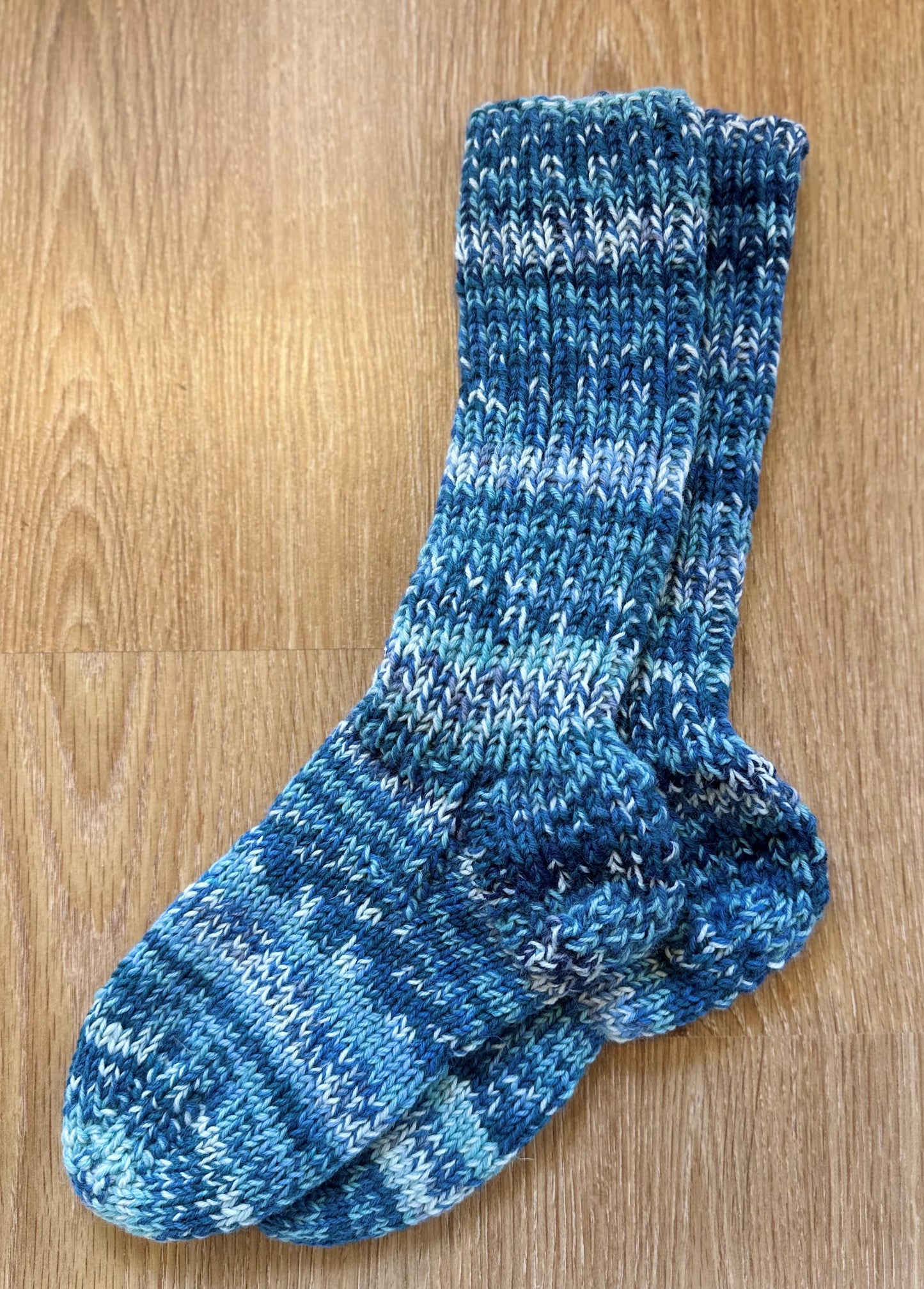Damen I Wollsocken I Socken I blau türkis weiß